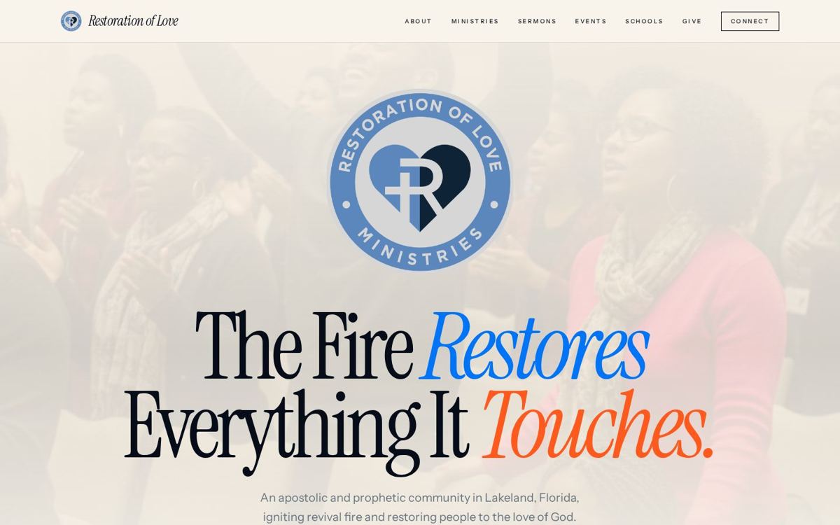 Restoration of Love website built by ARKTEKT